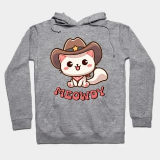 Meowdy Kawaii Cat Wearing a Cowboy Hat Hoodie